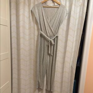 Caution to the Wind Striped Gray Jumpsuit with Belt